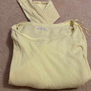 Free People Light Yellow Ribbed Pajama Set